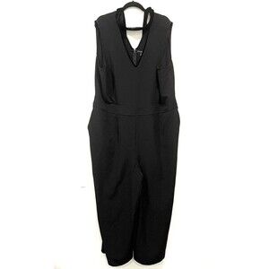 Lane Bryant Wide Leg Black Plus Jumpsuit Romper Pockets Black Velvet Choker‎ 26
